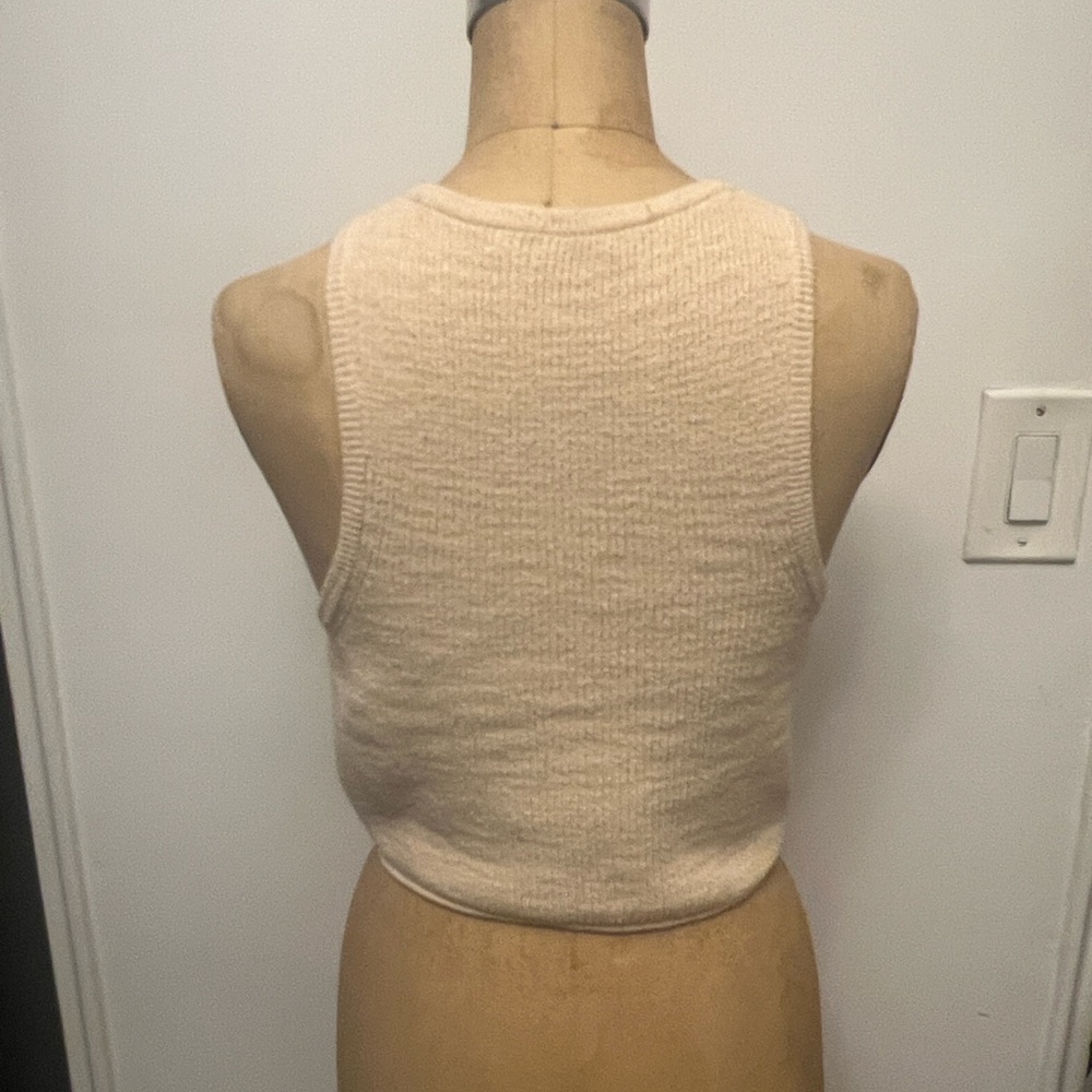 Madewell Cream Sleeveless Cropped Sweater Tank Top S - Picture 4 of 6